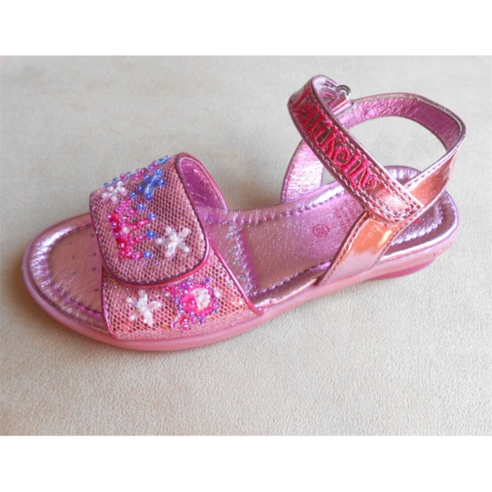 Lelli Kelly Boutique Girls Pink Sparkly Crown Princess Sandals sz 35 4 Big Girl